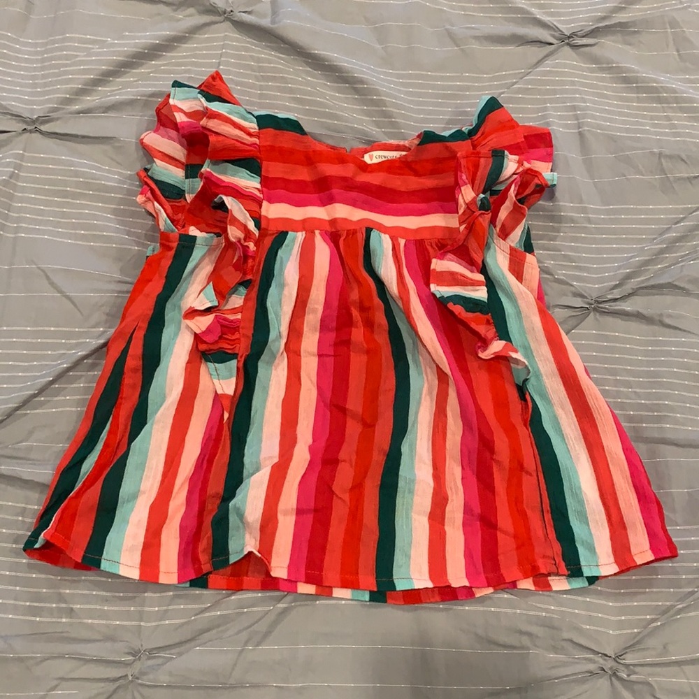 Striped ruffle sleeve top